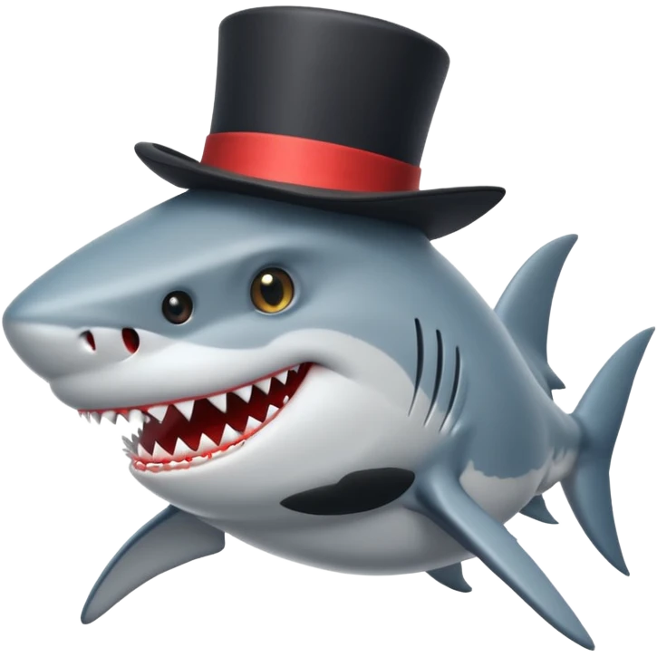 Shark with a top hat emoji