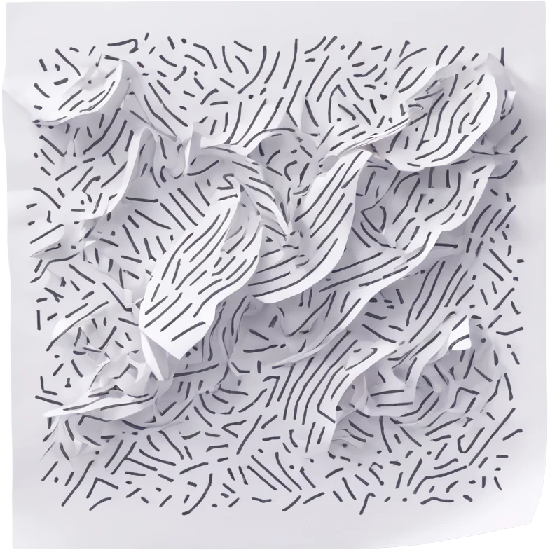 A piece of paper covered in chaotic, random black scribbles. The lines are so dense that most of the paper looks almost black from over-scribbling. Drawn with a pen or pencil emoji