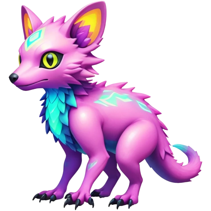  exotic futuristic lush warm-colored modern colorful neon-colored cyber-Fakémon-Digimon-Trico-creature emoji