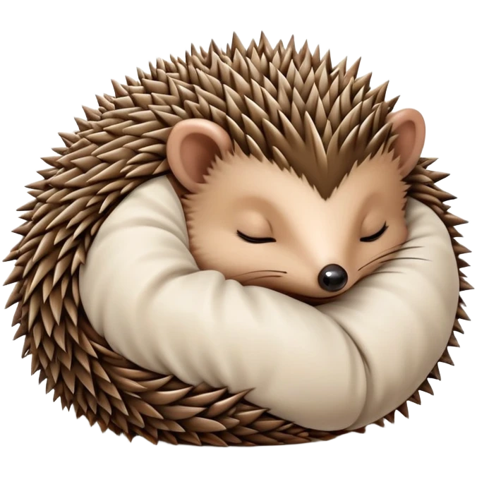 Sleeping baby hedgehog curled up emoji