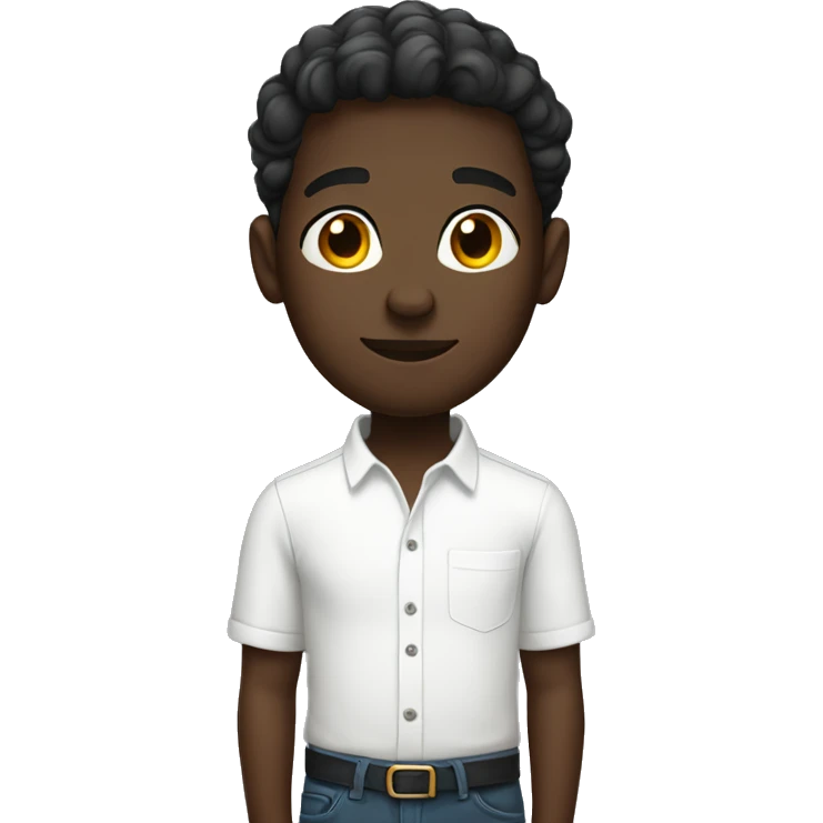 dark-skinned boy in white shirt emoji