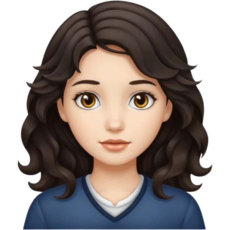 girl with dark wavy hair and white highlights on her hair  emoji