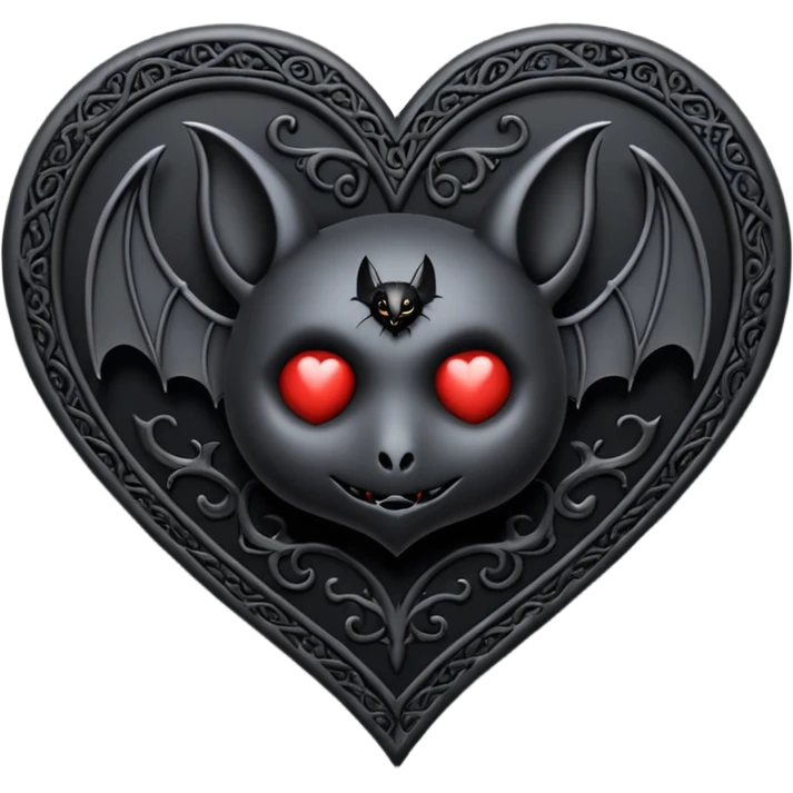 goth heart with a bat motif emoji