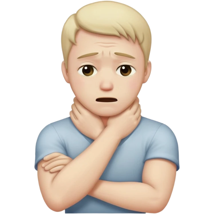 man crying crossed arms holding neck emoji