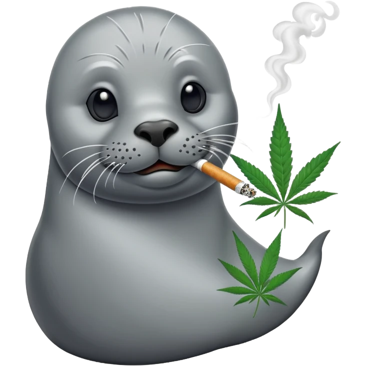 Grey slim seal smoking weeds cannabis emoji