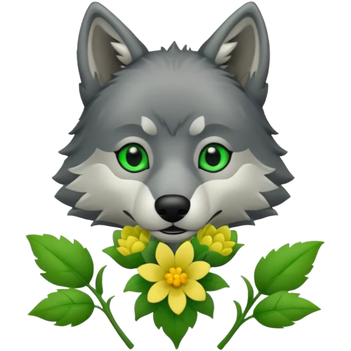 wolf holds flower emoji
