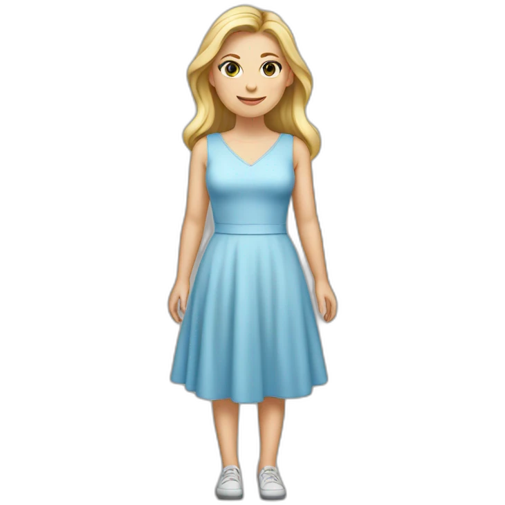 White girl wearing a light blue dress emoji