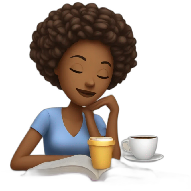 Women relaxing with coffee and book emoji
