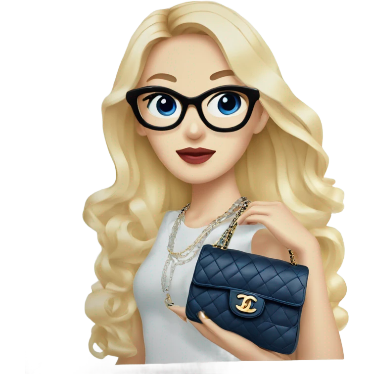 Blonde Chanel blue eyes Asian Girl with Birkin bag and Chanel necklace emoji