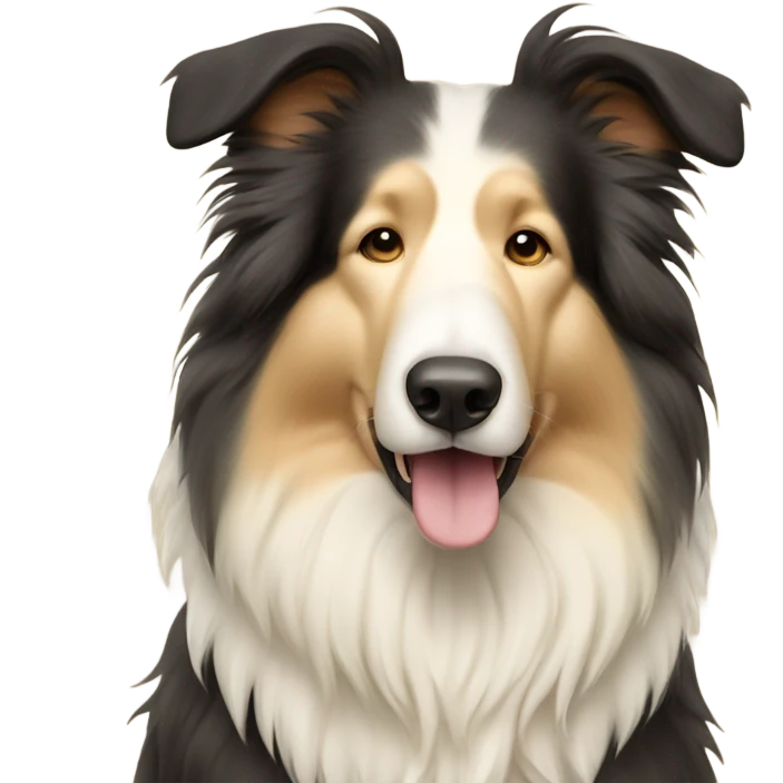 Fluffy big collie dog cream color emoji