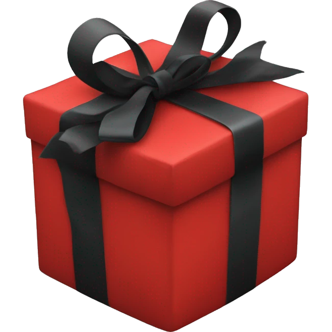 red gift tied with black ribbon emoji