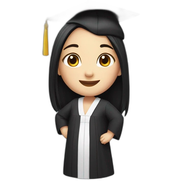 Chubby girl black long hair pretty law graduate cheerful emoji