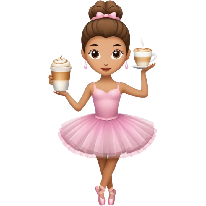 A ballerina with a cappucino cup as her head emoji