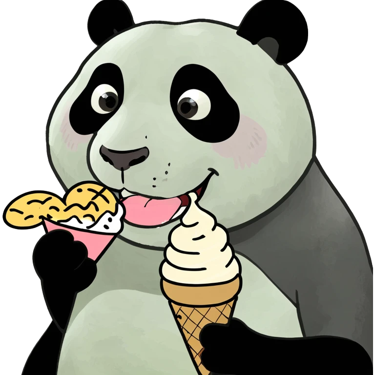 Panda eating ice cream emoji