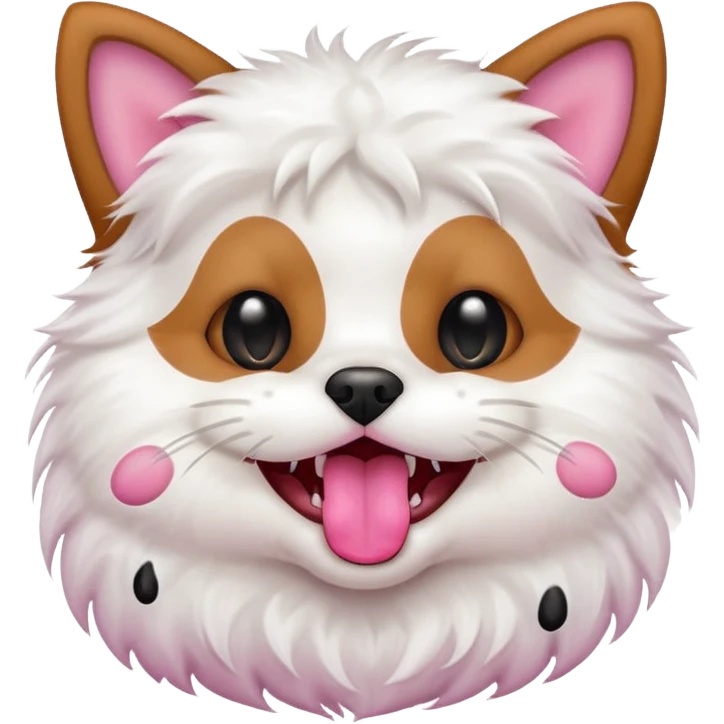 small dog inside a cats wide open mouth emoji