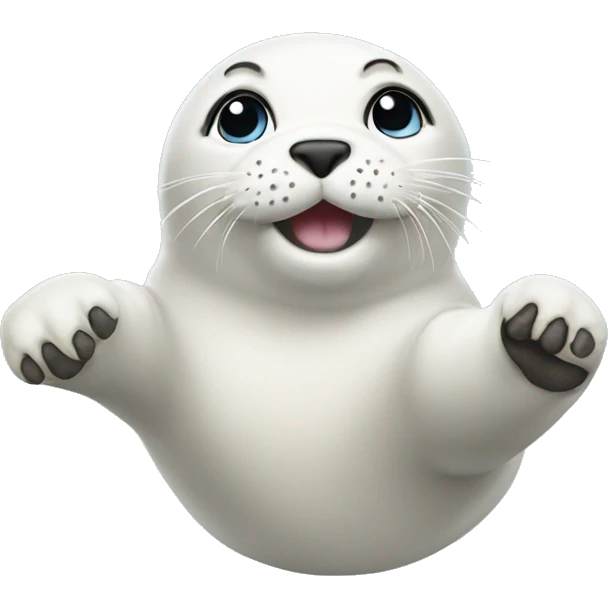The white Seal waves its paw emoji