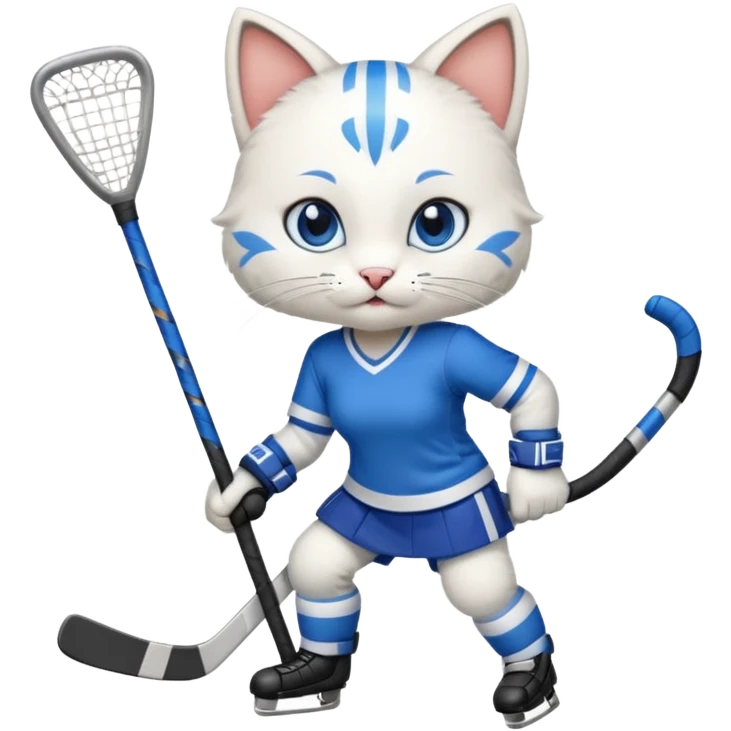 female cat hockey player with hockey stick emoji