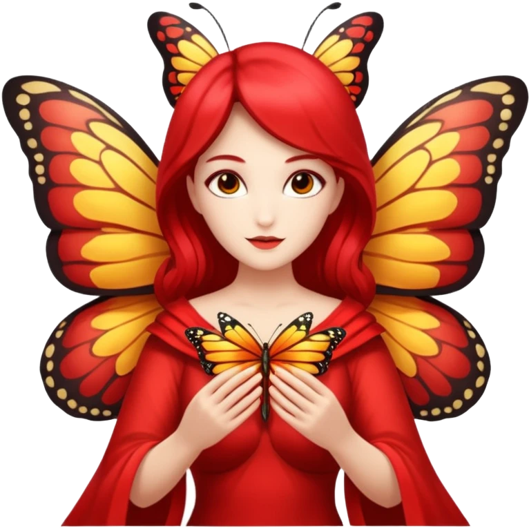 nature spirit woman dressed as butterfly herald red, wing sleeves spread emoji