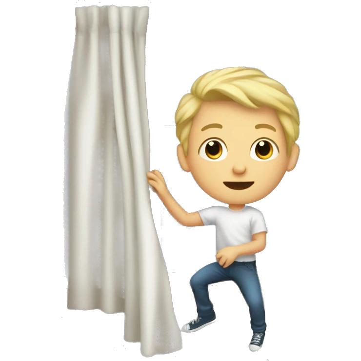 White kid pulling window curtains emoji
