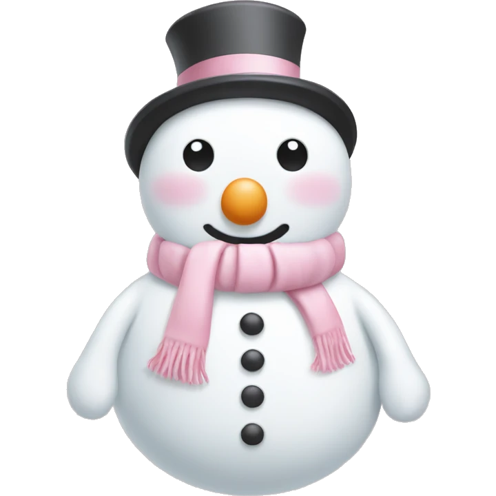 Cute white and light pink snowman emoji