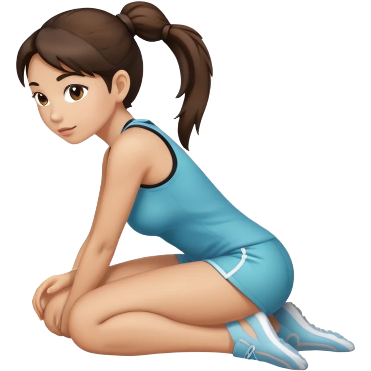 Brunette on knees with ponytail  emoji