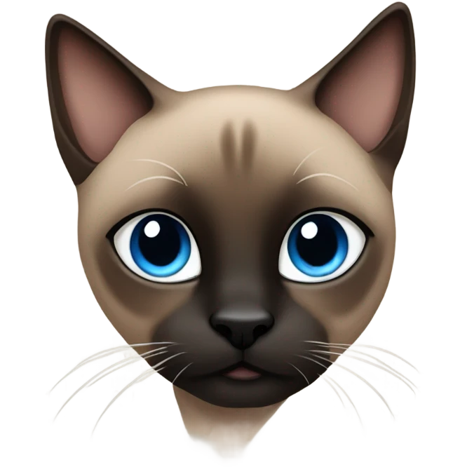 Dark brown Siamese cat with black paws and blue eyes  emoji