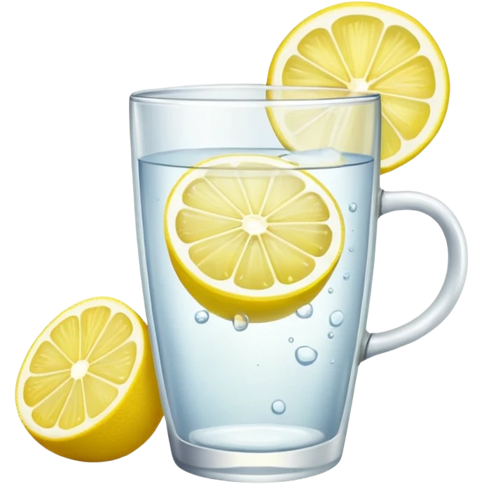 A glass of lemon water with slice of lemon on the cup emoji