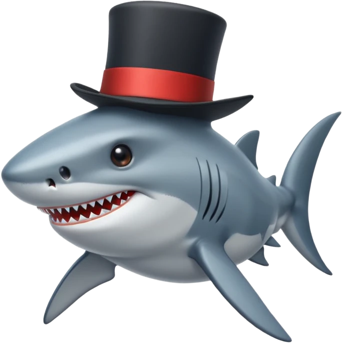 Shark with a top hat emoji