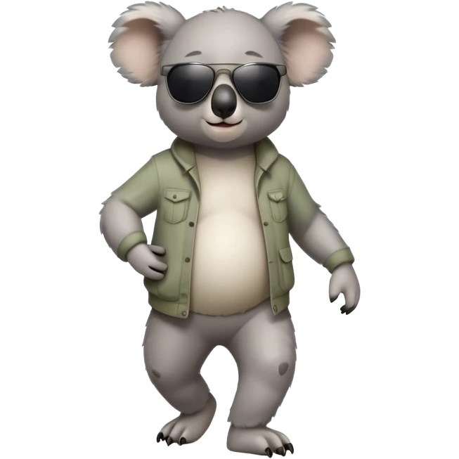 anthropomorphised koala in casual clothing, wearing dark sunglasses, walking upright in relaxed pose emoji
