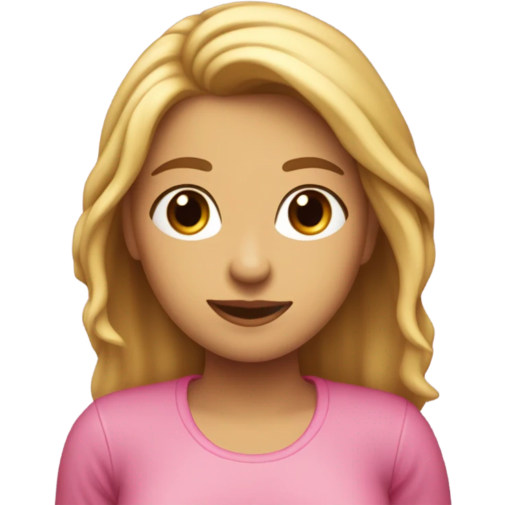 Chica linda con un moño rosa y el pelo rubio con una parte recogida y la otra no y con la piel pálida  emoji