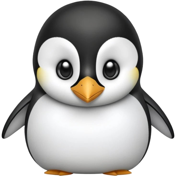 cinematic-cute-emperor-penguin-portrait-emoji,-head-tilted-playfully-and-inquisitively,-with-glossy,-pristine-plumage,-sparkling-eyes-filled-with-curiosity,-simplified-yet-irresistibly-adorable-features, black, large black eyes face, zoomed in emoji