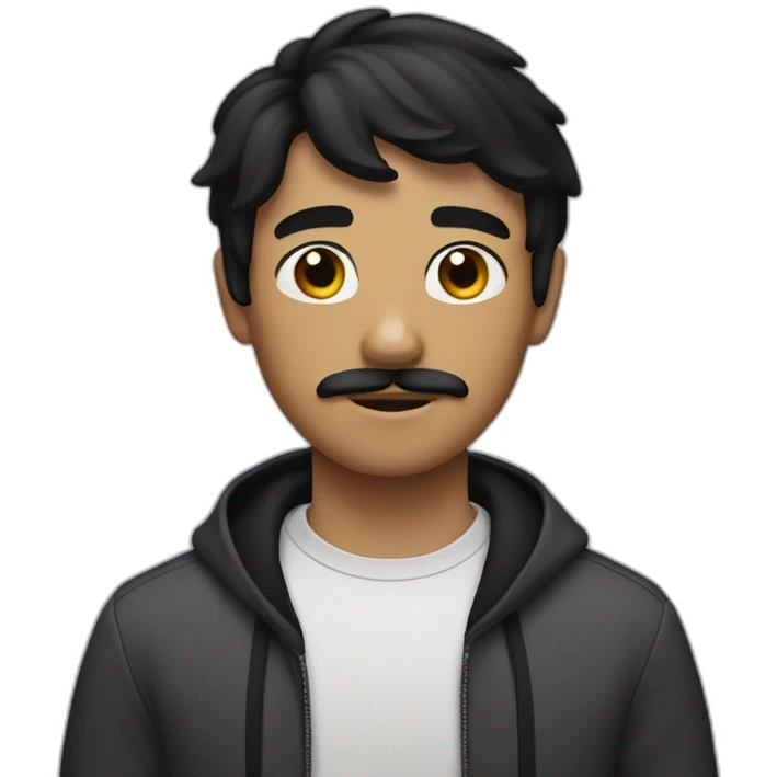 Teenboy with medium Short black hair and mustache emoji