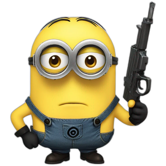 A minion with a gun emoji