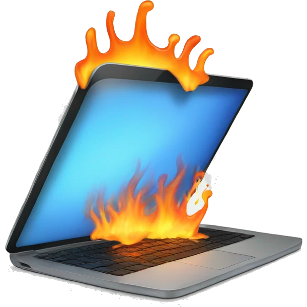 laptop melting on fire emoji