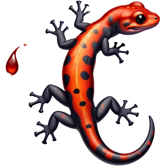 red-spotted salamander with black body and bright red spots emoji