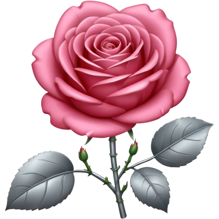 gray metal chrome rose, without green leaves, just flower emoji