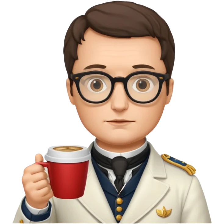 napoleon with glasses holding coffee cup emoji