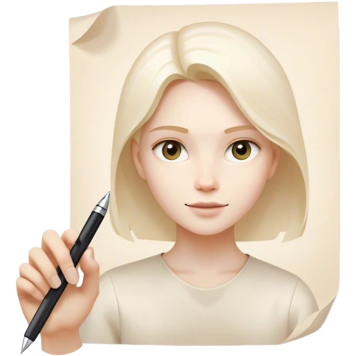 A future self, slightly translucent and glowing, reaches out from a paper, extending a pen toward the present self. The gesture is firm yet encouraging, symbolizing the act of breaking free from procrastination and taking control. The paper represents the unfinished task, and the glowing exchange  emoji