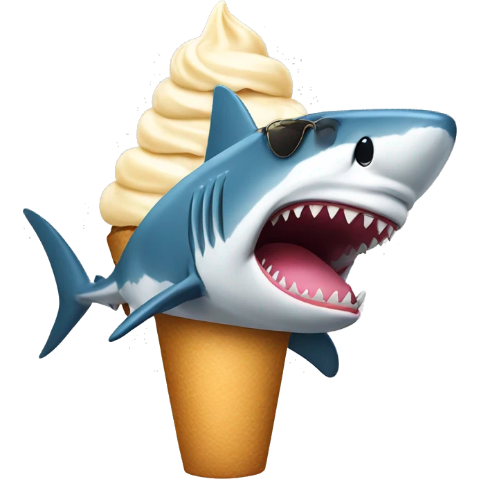 Shark with sunglasses and ice cream emoji