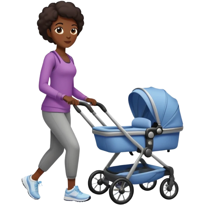 Dark skinned mom in Nike with a stroller  emoji