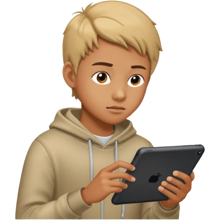 Teen gaming on tablet emoji