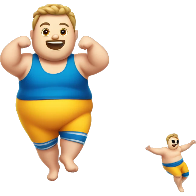 Fat guy on trampoline emoji