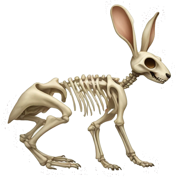 A full-length rabbit skeleton with crosses over its eyes emoji