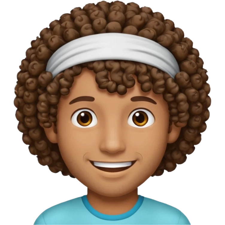 brown curly haired men with hairband emoji