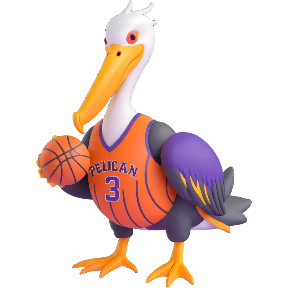 Pelican wearing New Orleans basketball jersey emoji