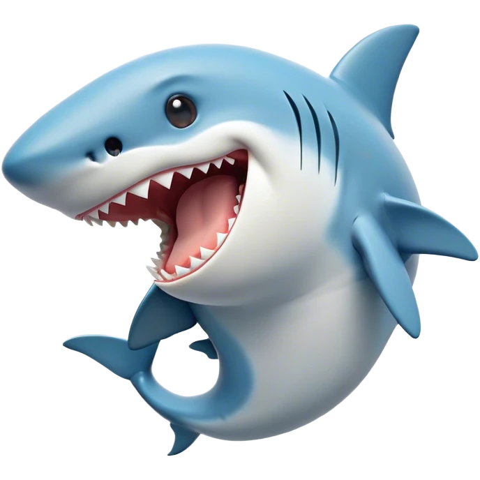 Cinematic Cute Yawning Shark Portrait Emoji, Head tilted slightly with a dramatic, wide-open yawn, showcasing a soft, streamlined body with gently drooping fins and eyes barely open in drowsy contentment, Simplified yet irresistibly adorable features, highly detailed, glowing with a soft, cozy glow, high shine, relaxed yet expressive, stylized with a touch of aquatic charm, bright and endearing, soft glowing outline, capturing the essence of a sleepy yet affectionate shark, so drowsy it feels like it could float right out of the screen and curl up for a nap! emoji