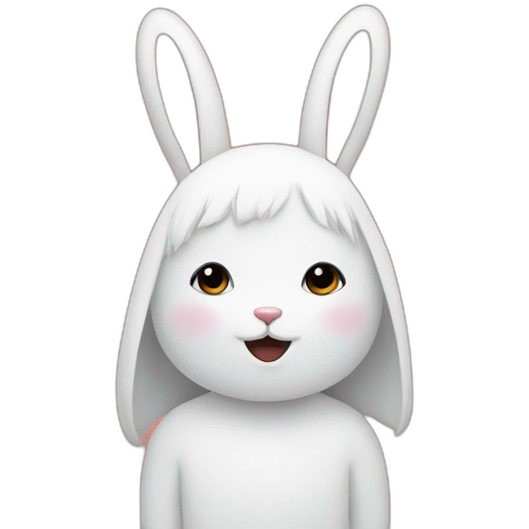white rabbit with a little girl with black bangs emoji