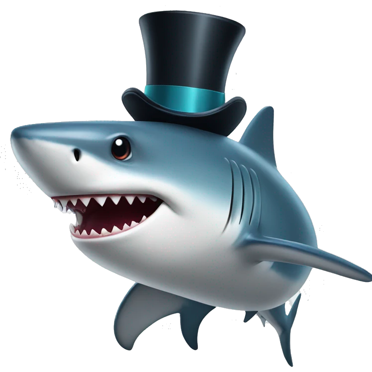 Shark with a top hat emoji