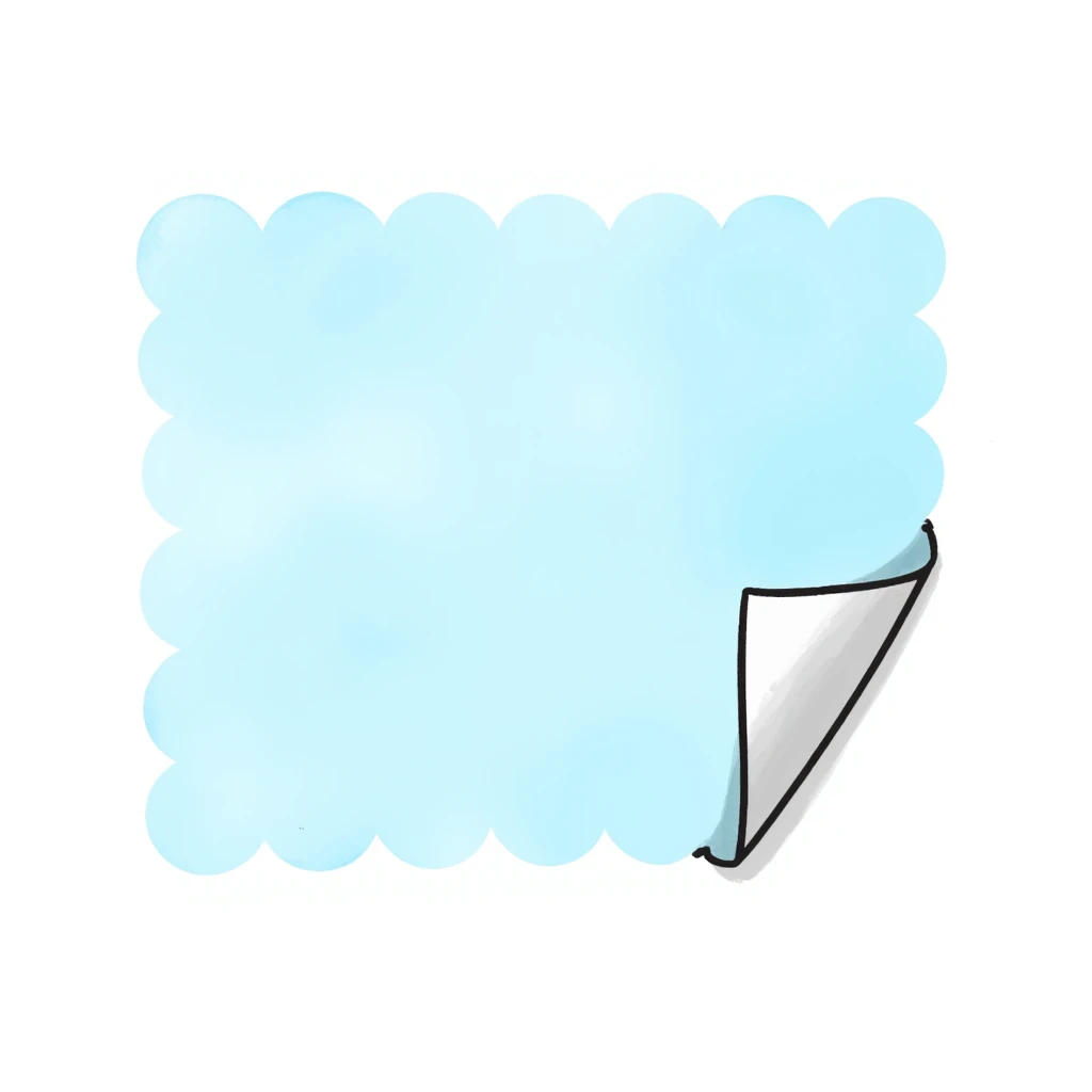 pastel blue torn paper corner with scalloped edge, watercolor, hand-drawn texture, transparent background, no face, no hands, no legs, no characters emoji