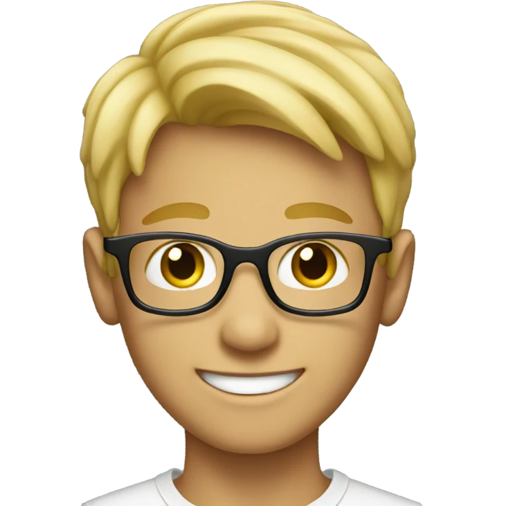 blonde boy with glasses happy emoji